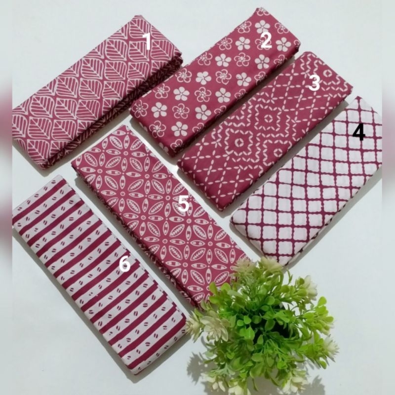 Kain Batik Cap AK Warna Dark Pink Kain Batik Halus Kain Batik Cantik Pink Kombinasi Putih