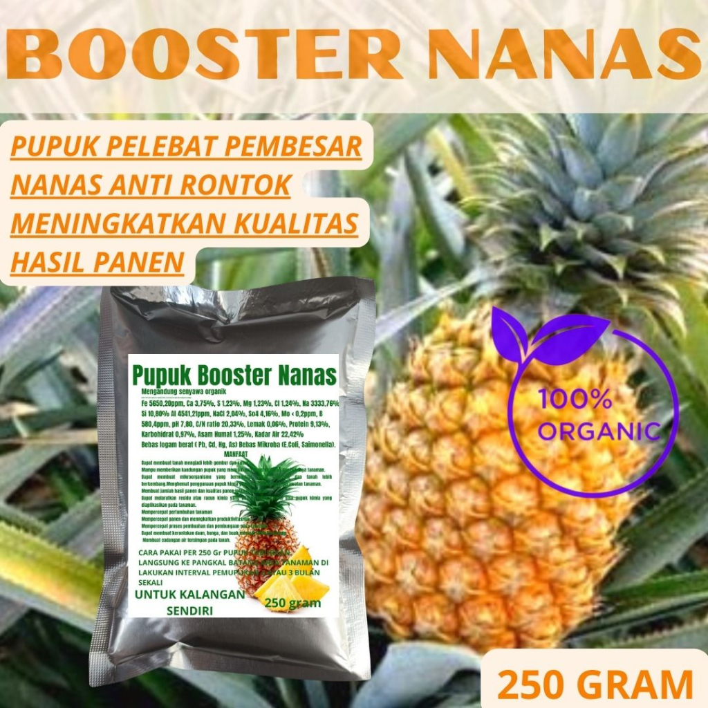 MO Pupuk organik booster perangsang NANAS 250 GR pelebat buah nanas cepat berbuah tidak mudah rontok
