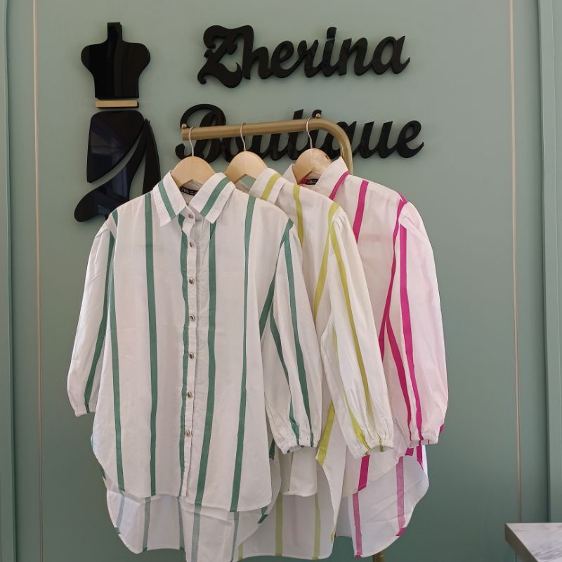 Kemeja Wanita Zara Terbaru Motif Garis