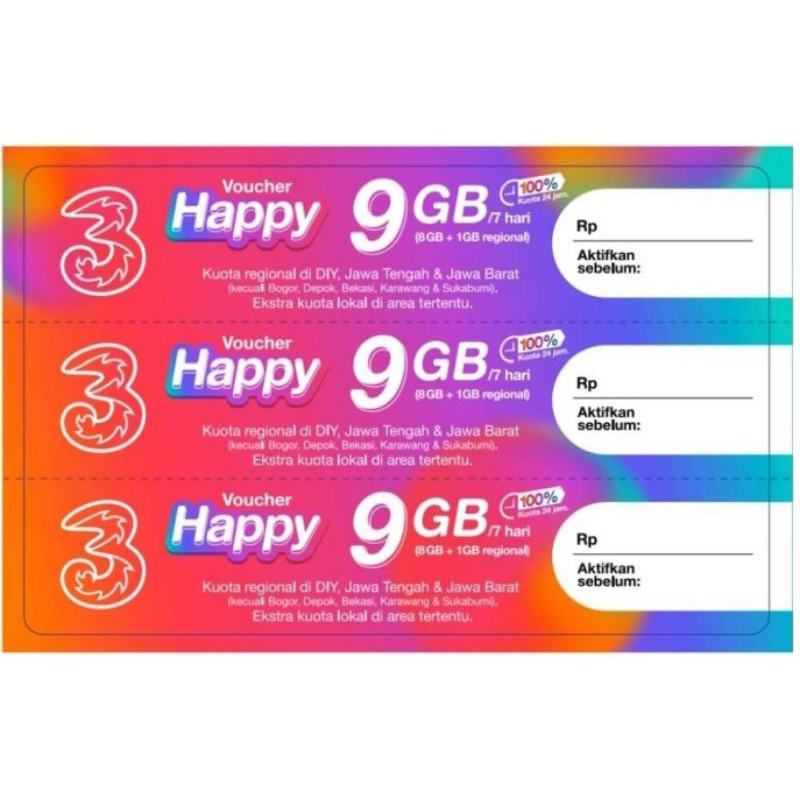 PROMO VOUCHER TRI 9GB NASIONAL + 3GB LOKAL MASA AKTIF KUOTA 7HARI