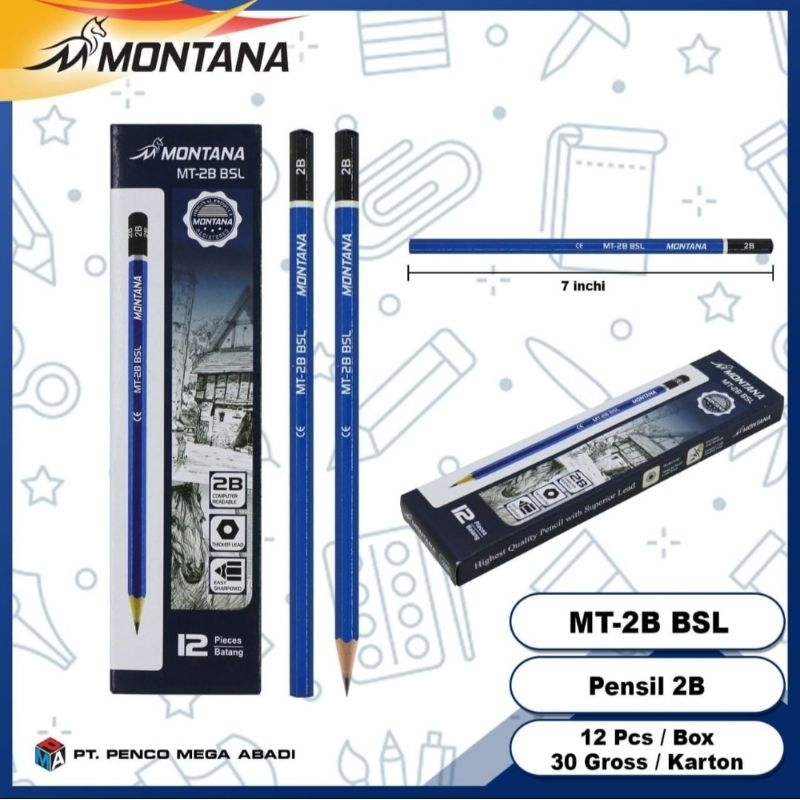 

( 12pcs ) PENSIL 2B MONTANA HIJAU BIRU murah