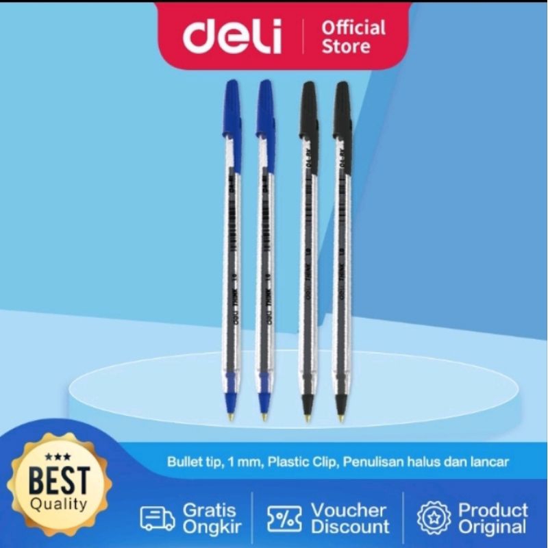 

Deli Ballpoint Pena Pulpen Bulpoin Tinta cair Penulisan Lancar bulpen