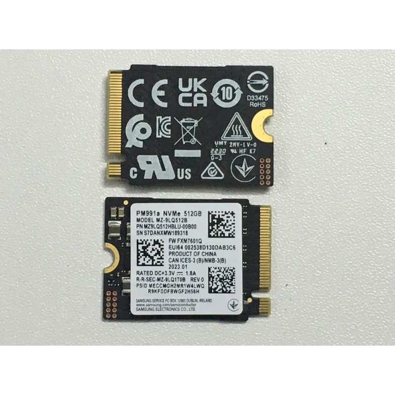 SAMSUNG 512GB M.2 NVME SSD 2230 M2 NVME SSD PM991A PM991 PCIE GEN 3 X4 // SAMSUNG PM991A SAMSUNG PM9