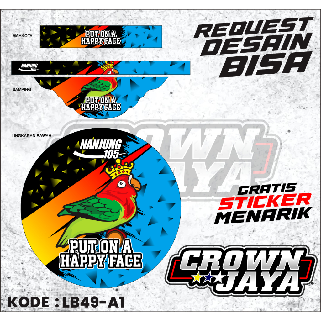 Decal Stiker Sangkar Kandang Burung Lovebird -Stiker Dekal Kandang Tebok Lovebird ORIQ JAYA Variasi 