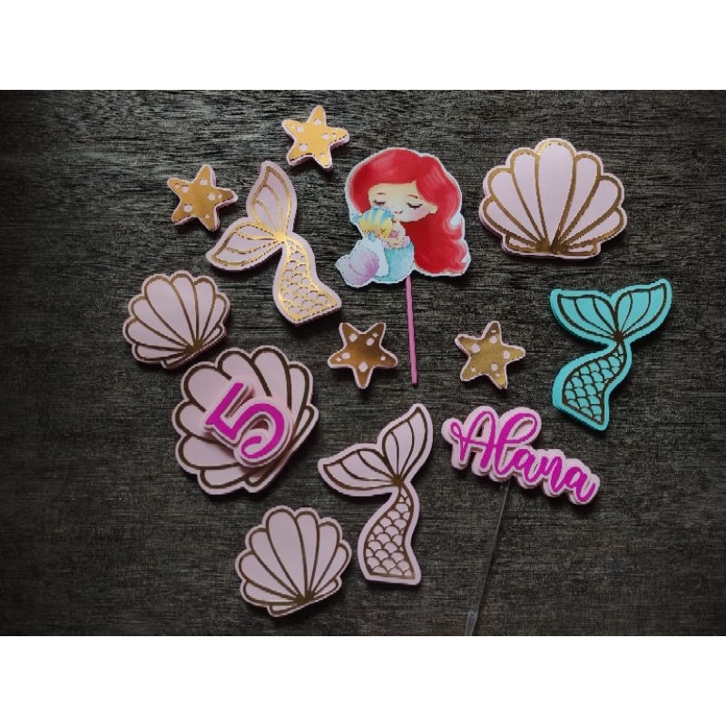 Custom  Cake Topper Mermaid Princess/ 3D Cake Topper / Glitter Topper
