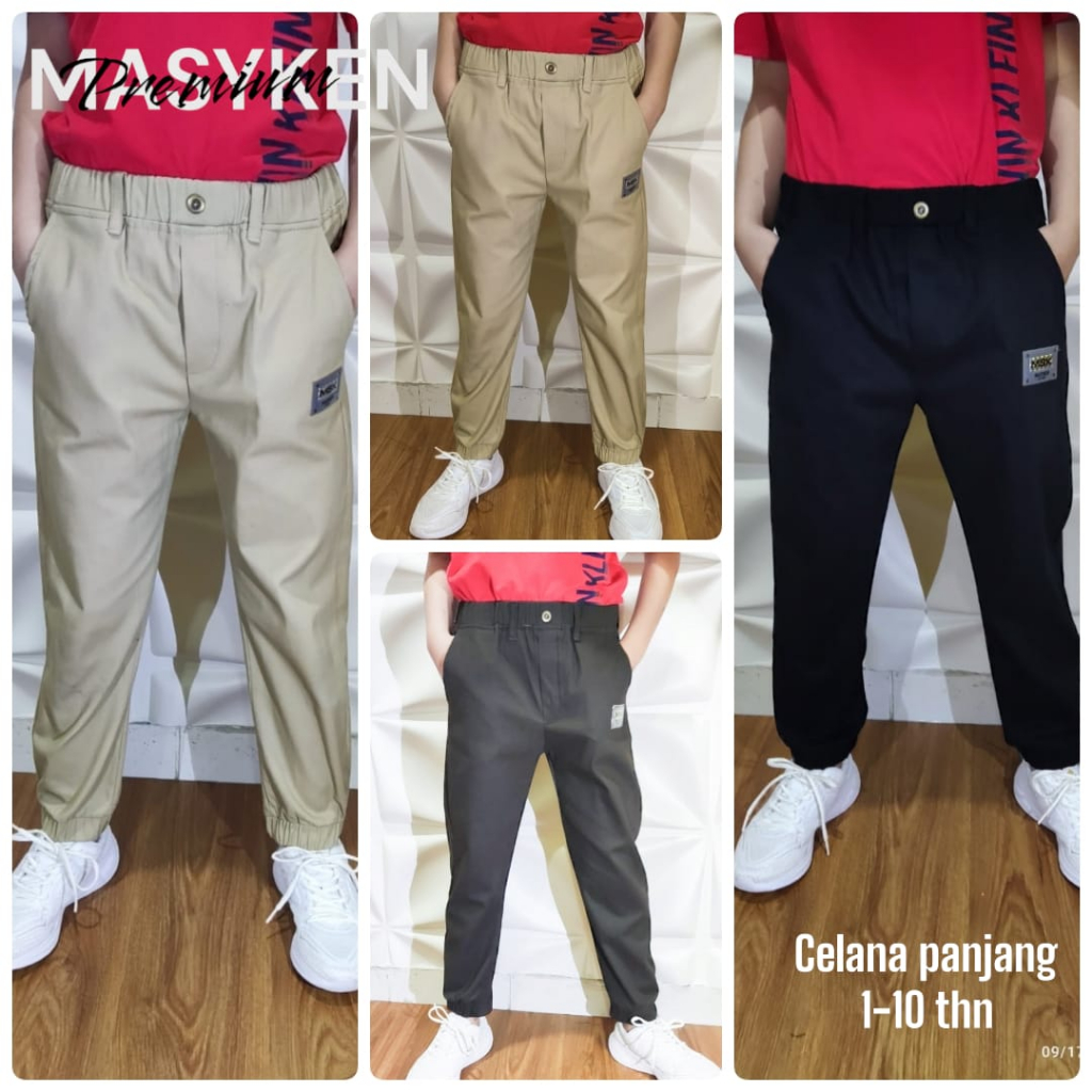 MASYKEN HM - Celana Panjang chinos Cargo Anak Laki-Laki - Usia 2-10 Tahun