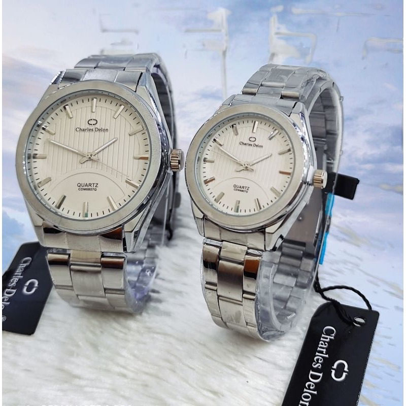 jam tangan couple charles delon rantai original anti air