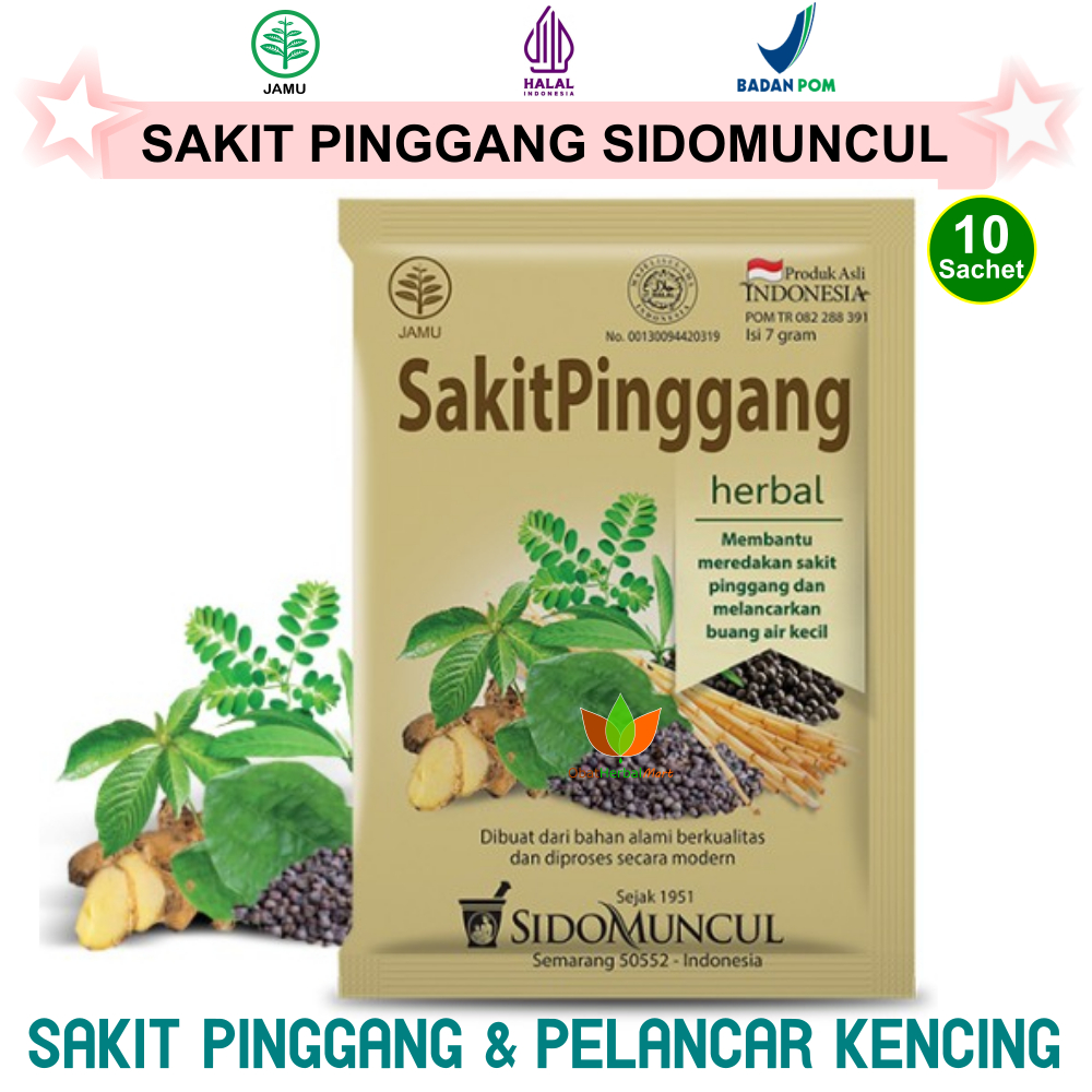 10 JAMU SAKIT PINGGANG SIDOMUNCUL 10 SACHET OBAT HERBAL SAKIT PINGGANG SEBELAH KIRI KANAN BELAKANG B