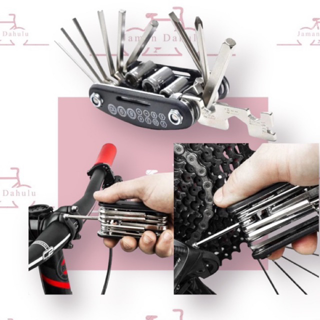 Kunci Sepeda dan motor 16in1 Bike Tool Kit Toolset Kunci 8 9 10 ring pas L Obeng