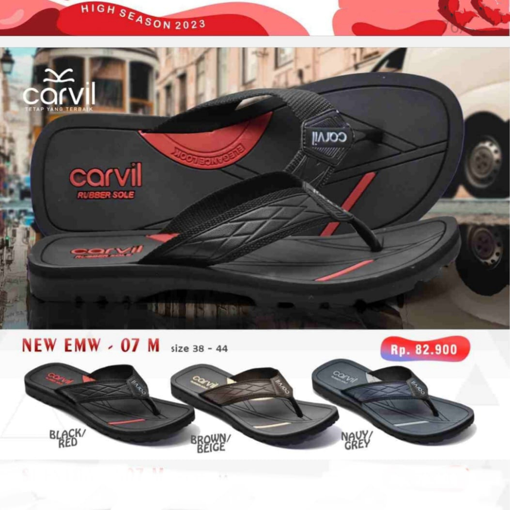 gos CARVIL EMW Sandal Jepit Carvil Pria / Sendal Cowok Sponge Press Casual Original
