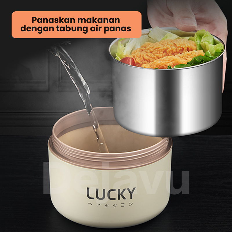 Dejavu Kotak Bekel Nasi Tahan Panas Termos Sup Makanan Anti Tumpah Tempat Penyimpanan Bekal Makan