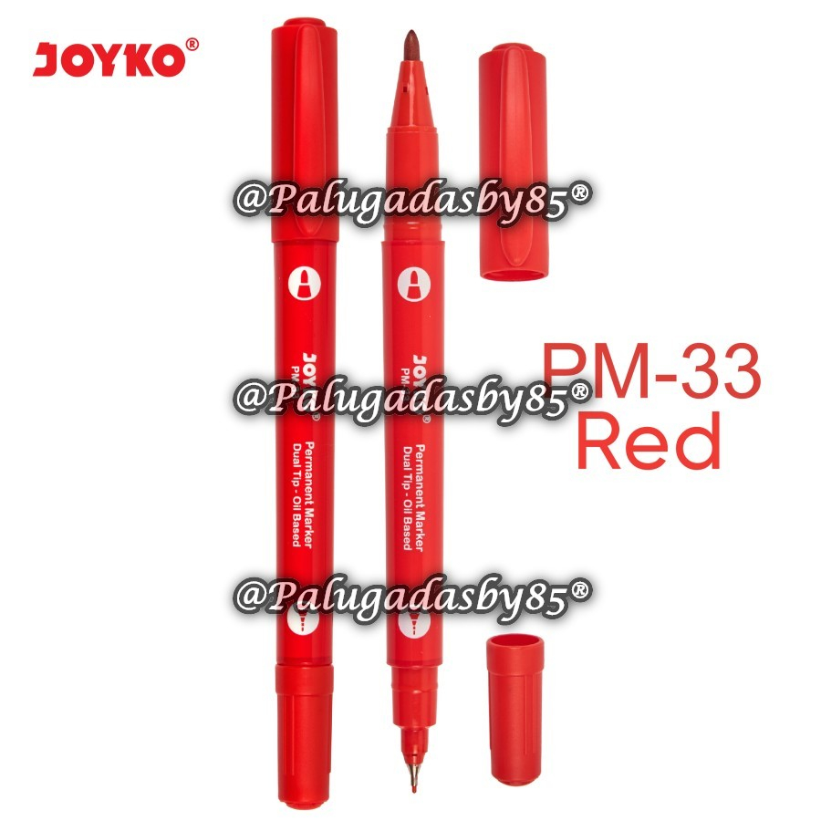 

(1 Biji) GROSIR Spidol Permanent JOYKO PM-33 Dual Tip Merah / Joyko Permanent Marker Spidol Permanen Dual Tip PM-33 PM-32 PM-31 / Joyko PM33 / Joyko PM 33
