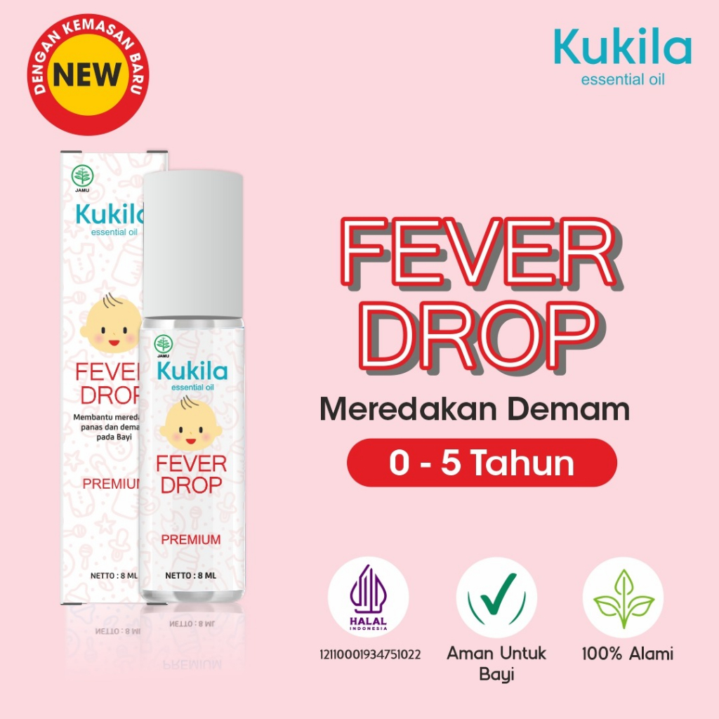 Kukila Essential Oil Baby Fever Drop 8ml Pereda Panas Demam Bayi Minyak Pijat Bayi Minyak Telon Anak