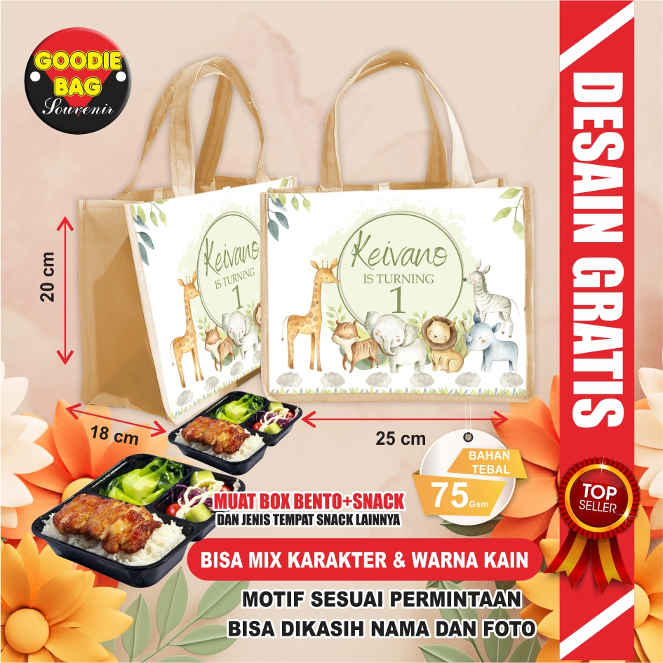 TAS ULTAH HOKBEN / tas ultah anak souvenir / Tas Ultah box nasi bento / tas ultah / tas ulang tahun 