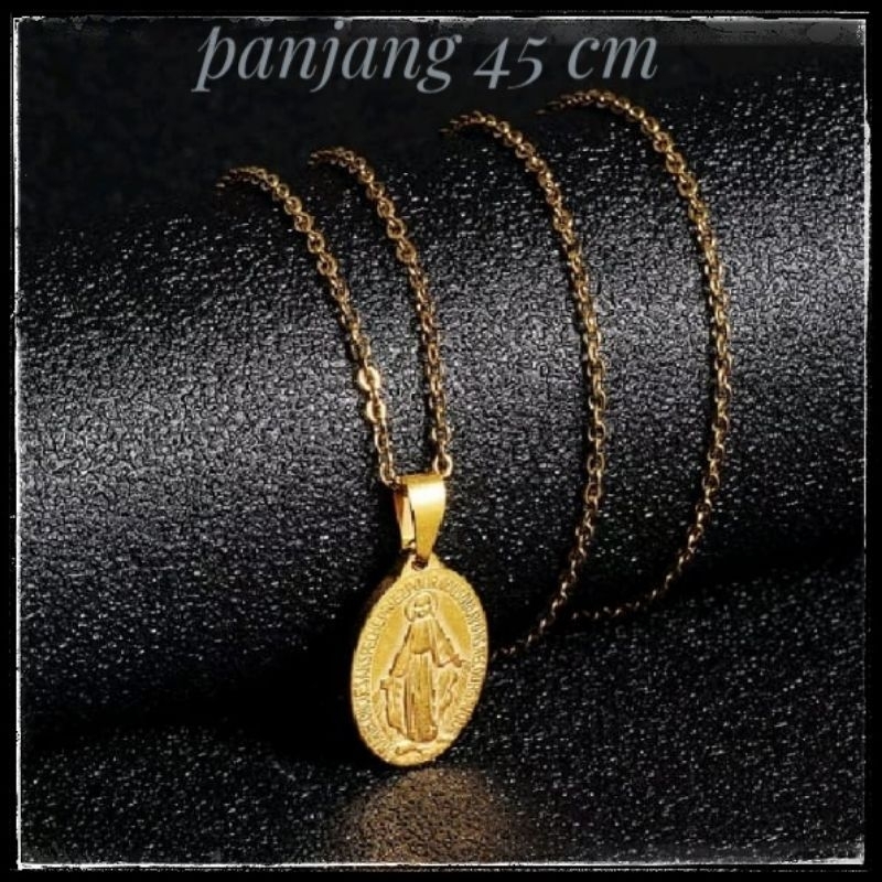 Kalung Titanium Wanita Medali Bunda Maria 45 cm