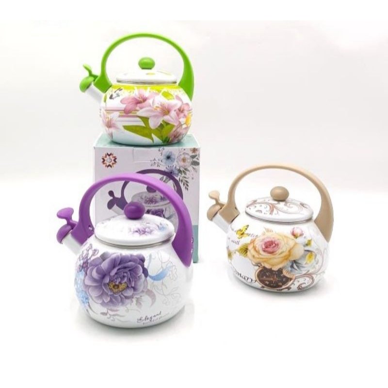 Best Product TEKO ENAMEL KEMBANG 2.2 LITER / CERET ENAMEL TEKO BUNYI ENAMEL TEKO SIUL