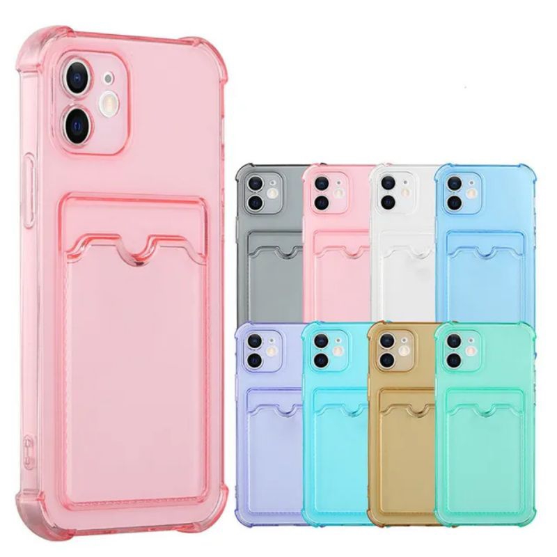 New Transparant Card Slot Holder Soft Case Full Cover Body Tipis For Iphone 11,12,13,14 Promax