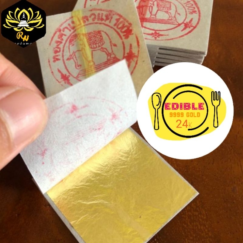 

100 pcs - Edible Gold Leaf Foil Kertas Emas Masker Emas Prodo Mas Cap Gajah