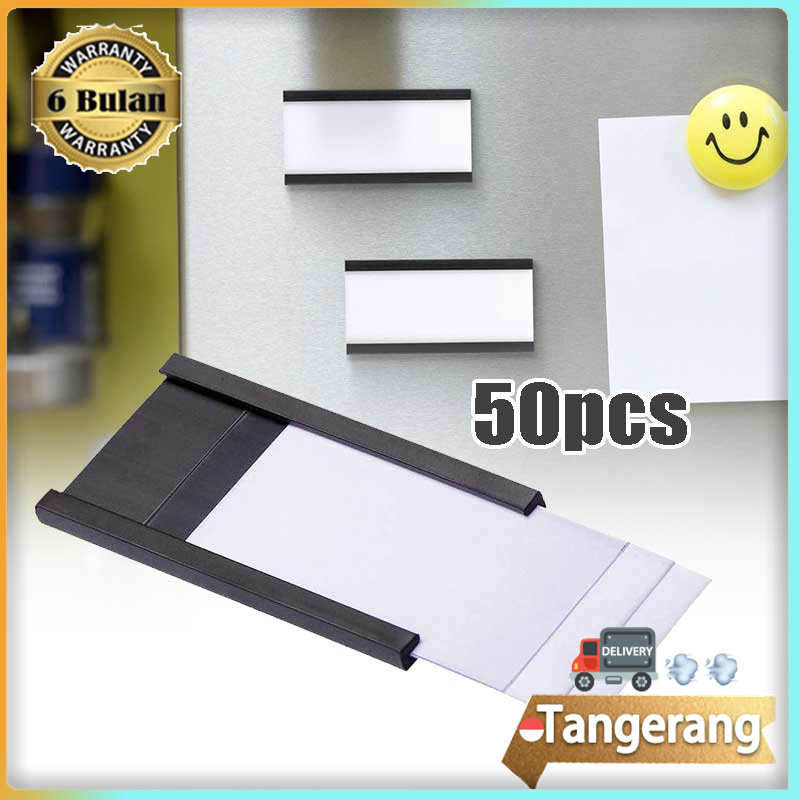 

50pcs Magnetic Label Holders Holder Label Magnetik Dengan Pelindung Kartu Data Bahan Plastik