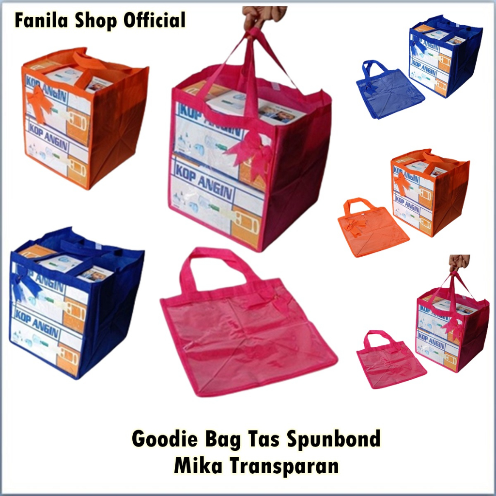 

Goodie Bag Tas Spunbond Mika Transparan Tas Kotak Nasi Mika 23x23x29Cm