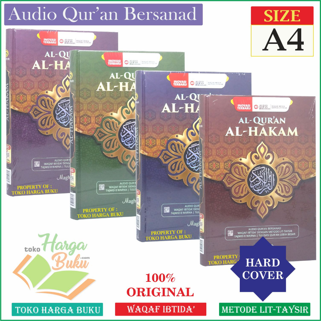 Foto Al-Quran AL-HAKAM A4 HC  NON TERJEMAH Tajwid 8 Warna Audio Quran Bersanad Waqaf Ibtida Metode Lit-Taysir Penerbit Maghfirah