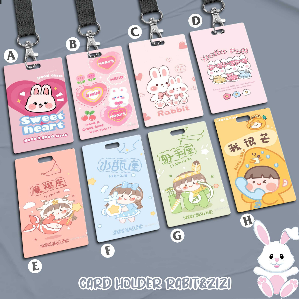 

LANYARD CARD HOLDER Name Tag Motif Zizi Sauce and Rabbit Kartu E-money Brizzi Flazz MRT Kantor Sekolah