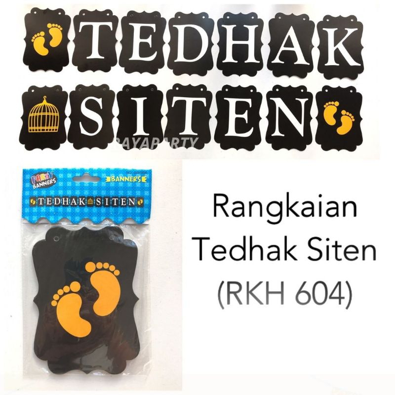 Tulisan Tedhak Siten Hitam/ Banner Tedhak siten / Rangkaian Turun tanah/ Bunting Flag Tedhak Siten