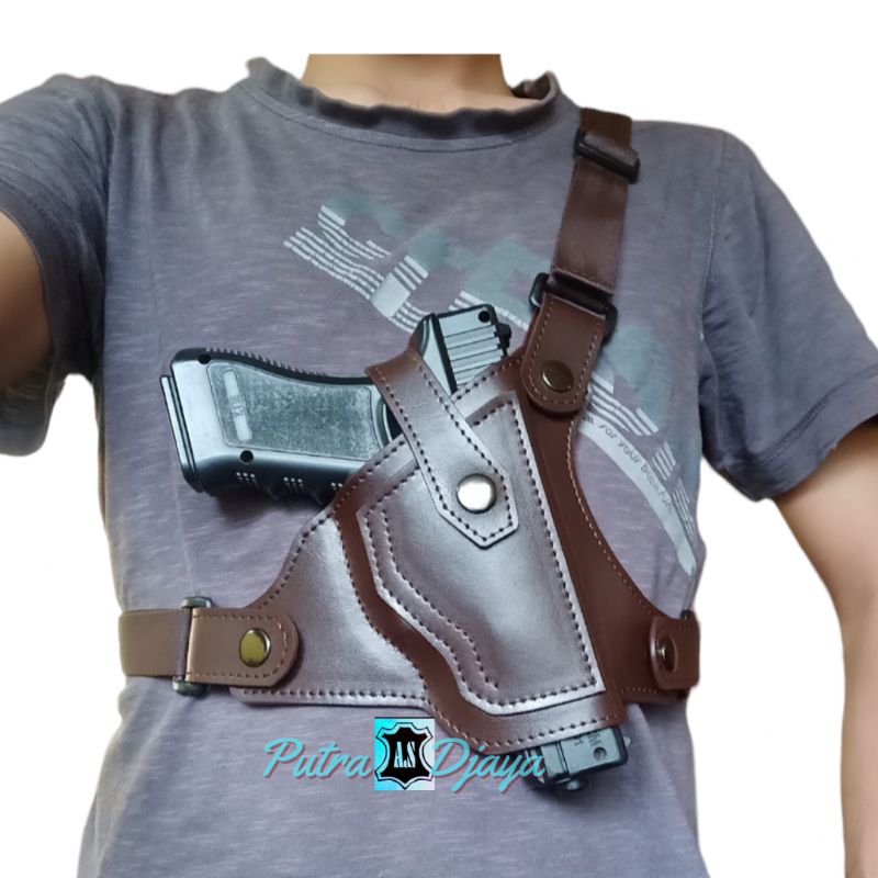 Sarung pistol glock 17 18 19 selempang dada universal.
