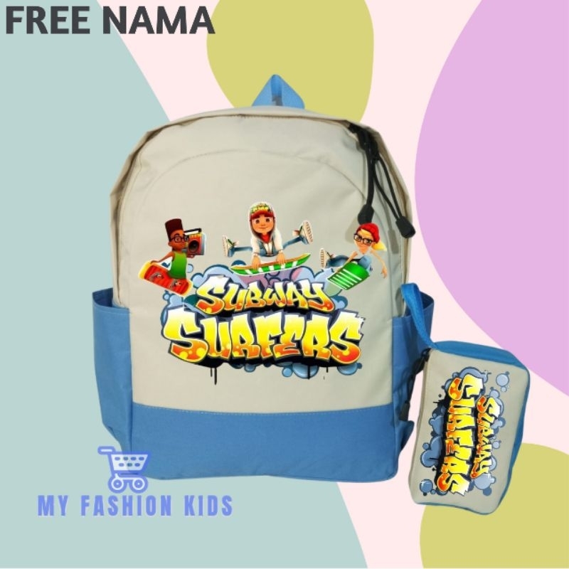 Tas Ransel Backpack Anak Sekolah Custom Gambar Subway Surf Unisex (Free Nama)