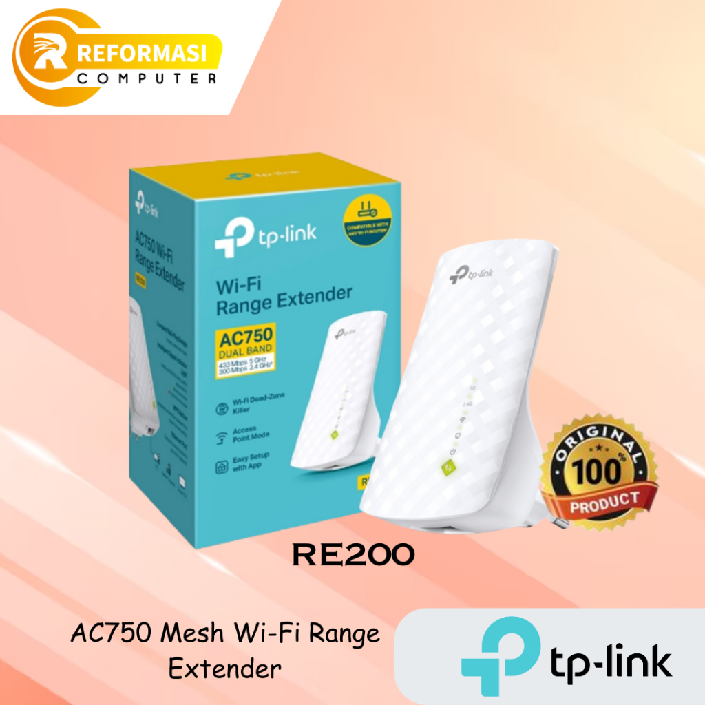 TP-LINK WiFi Range Extender TP Link RE200 - TPLink RE 200 AC750 Dual Band