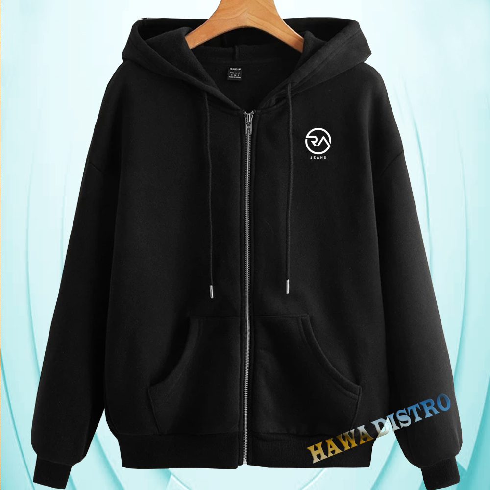 Bisa COD –Jak4t Resleting RA Jeans Putih / Sweater Hoodie pria Kupluk&wanita Premium/J4ket Musim Din