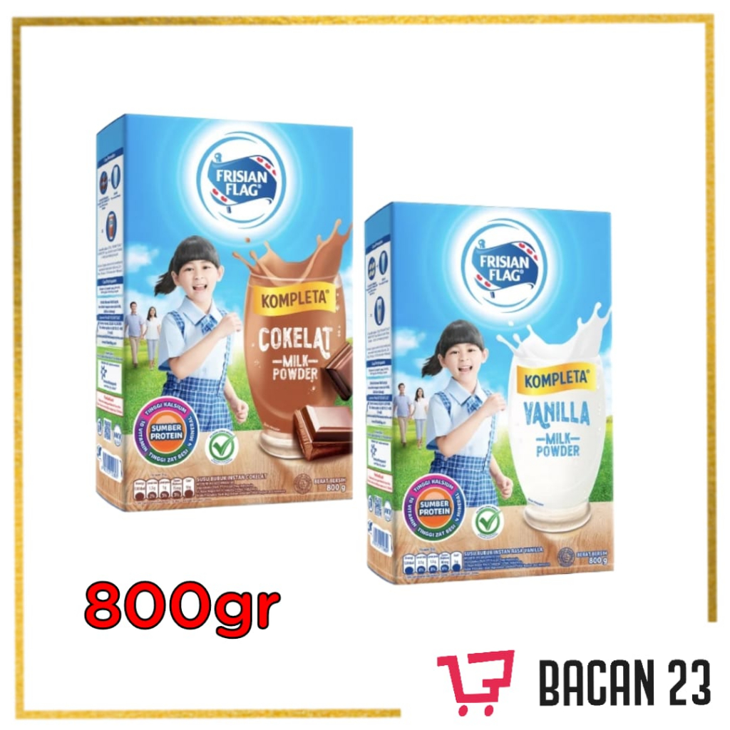 

Frisian Flag Kompleta ( Vanila - Cokelat ) ( 800 gr ) / Susu Bubuk / Susu Bendera / Bacan 23 - Baca