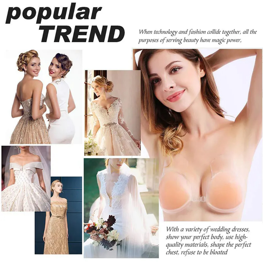 Silikon Beha Tanpa Tali Bra Tempel Kancing / BH Silicone Bra Wedding Invisible Push Up Bra Tebal