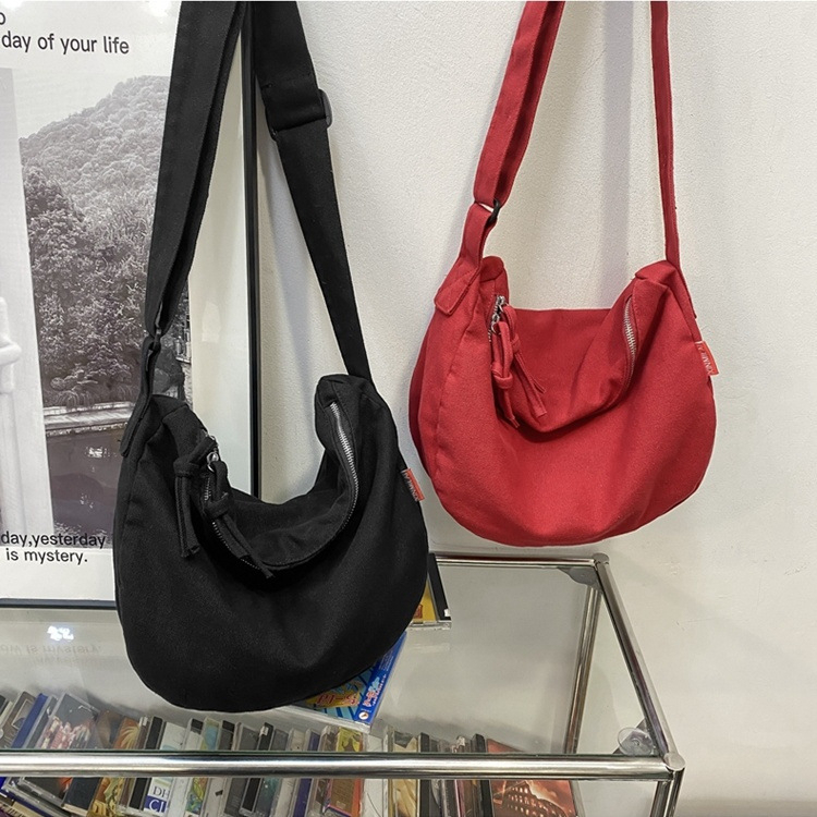 Tas Sekolah Casual Canvas Pria Wanita Besar Bahu Tas Selempang Messenger