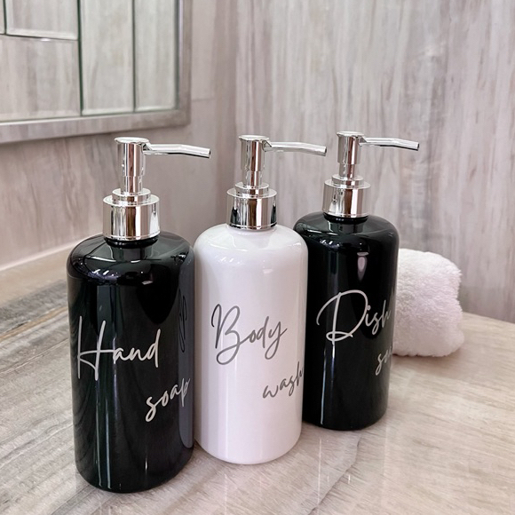 BOTOL sabun cair HITAM PUTIH N28 500ML SILVER EDITION DIAMOND LUXURY LONG PIPE bottle refill estetik