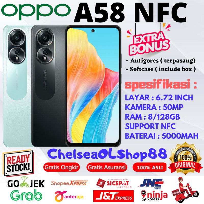 OPPO A58 NFC RAM 8/128GB GARANSI RESMI OPPO INDONESIA