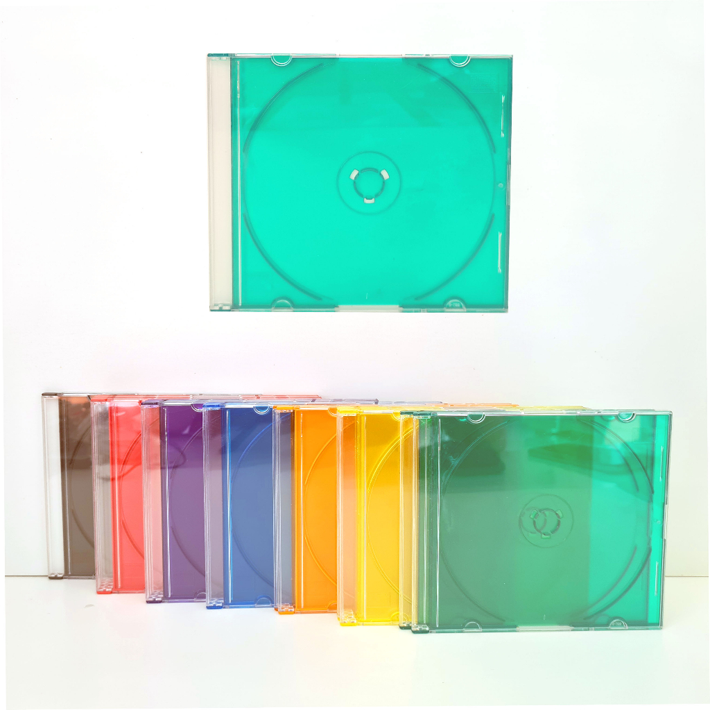 Tempat Wadah Kotak Case Kaset CD DVD Universal Single Plastik Mika Warna Warni Bening Transparan