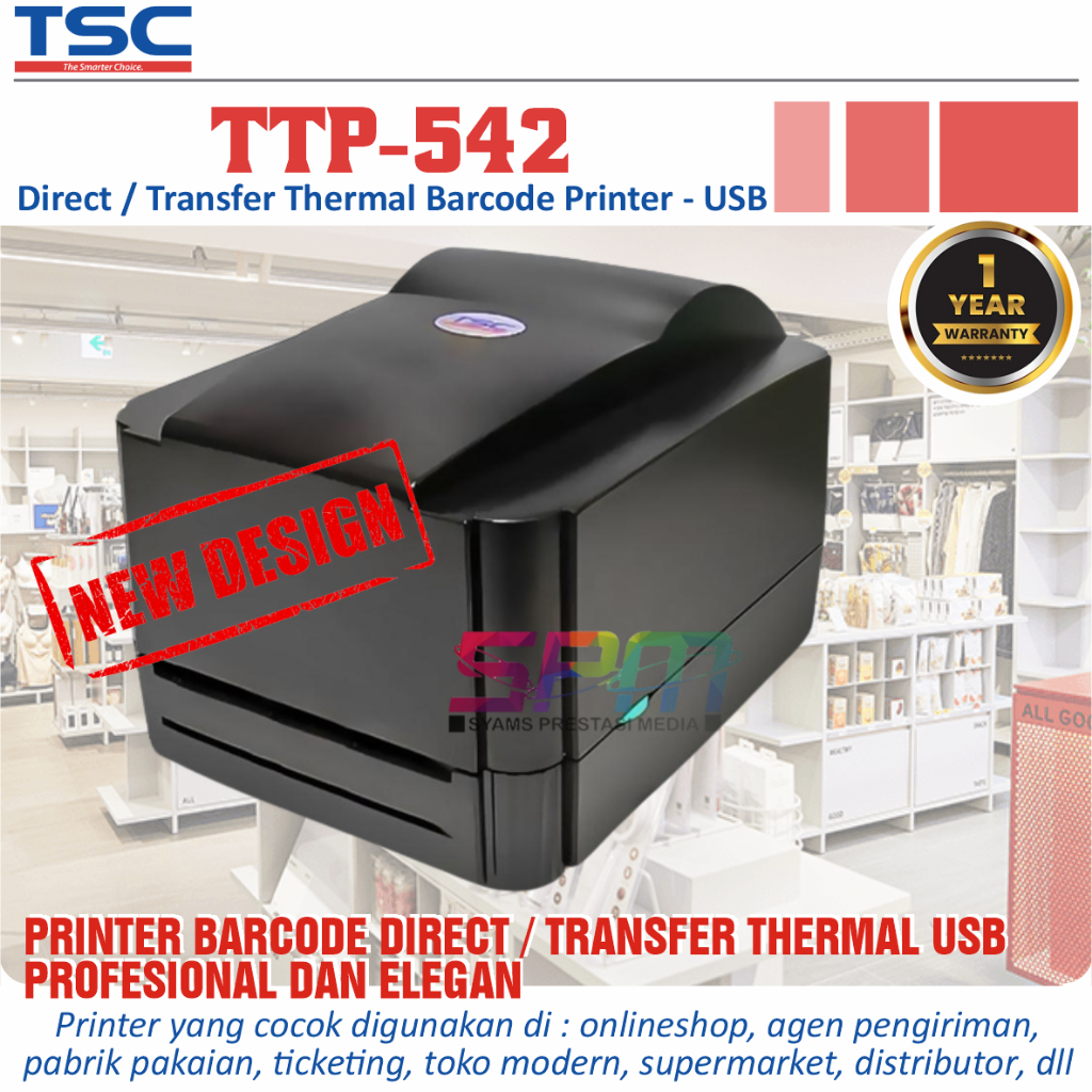 Printer Barcode Label Sticker TSC TTP542 TTP 542 Thermal Direct Transfer