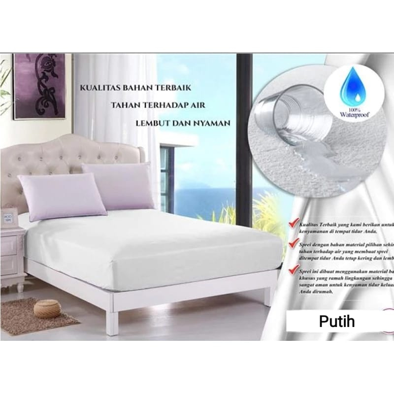 SPREI WATERPROOF / ANTI AIR  ANTI OMPOL UKURAN DOUBLE ANEKA WARNA 180X200X10 / 180X200X20 / 180X200X