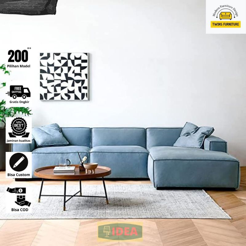 IDEA - Sofa L Shape Minimalis/ Sofa Sudut Ruang Tamu/ Kursi Kuat Kualitas Terjamin