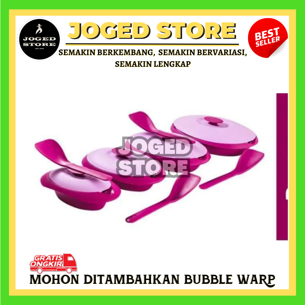 Biggy Ruby Prasmanan Set Plastik + 4 Sendok | Tempat Kotak Makan Piknik | Kotak Makan