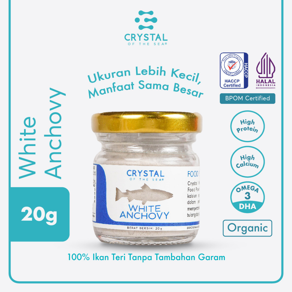 

Crystal of the Sea | White Anchovy Powder (20GR) / Bubuk Ikan Teri Nasi / Bumbu Kaldu MPASI NON MSG