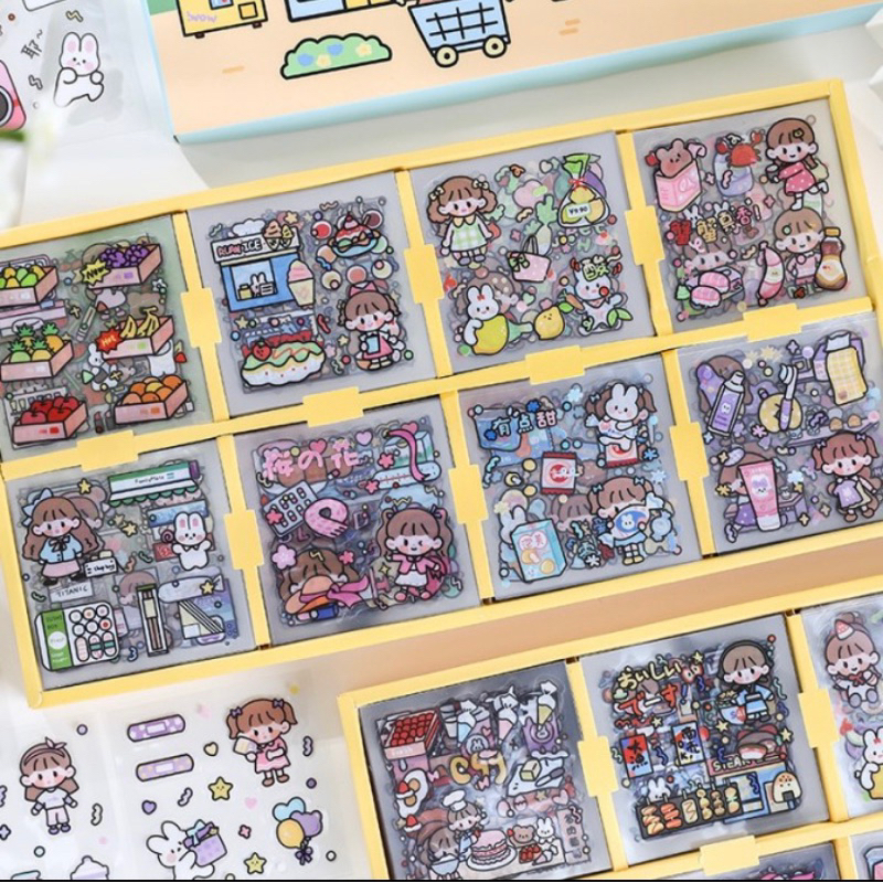 

stiker aesthetic stiker 2D PVC anti air DIY SHOPPING STREET @ 20 lembar