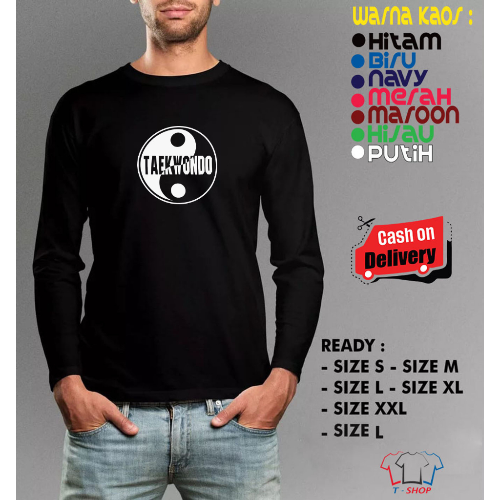 Kaos LENGAN PANJANG Taekwondo Yin Yang Logo Kaos Baju Distro