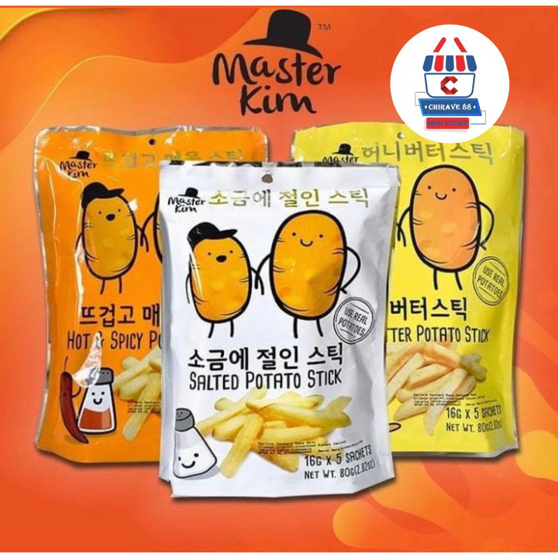 

Master Kim Potato Stick 80g (isi 5pack) All Variants | Salted | Honey Butter | Hot & Spicy