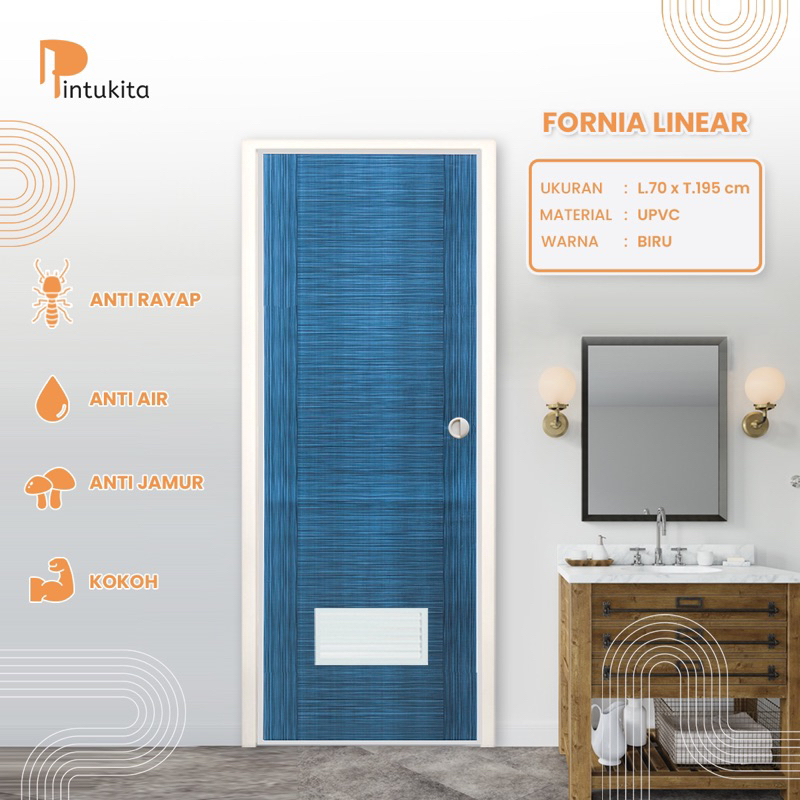 Pintu Kamar Mandi UPVC Motif Linear Ventilasi - Fornia