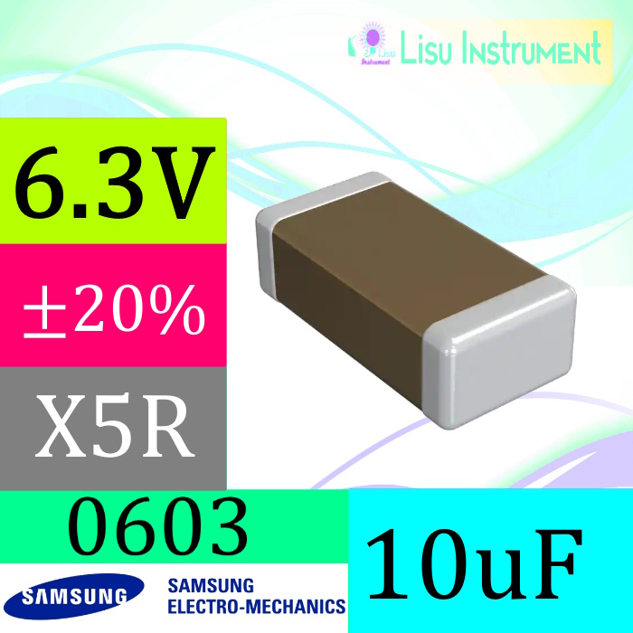 10uF ±20% 6.3V X5R 0603 1608(mm) SMD Multilayer Ceramic Capacitor MLCC SMT Samsung CL10A106MQ8NNNC