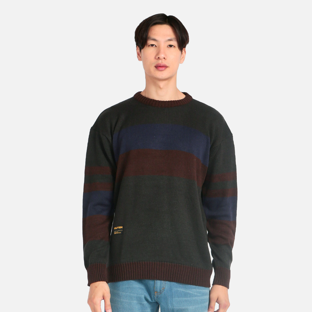 Guten Inc - Sweater Rajut Pria Knittwear Stripes Grey Guten