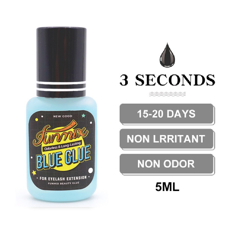 FUNMIX BLUE GLUE UNTUK PEMASANGAN SENDIRI EYELASH EXTENSION FOR SENSITIVE EYE LEM BULUMATA EXTENSION