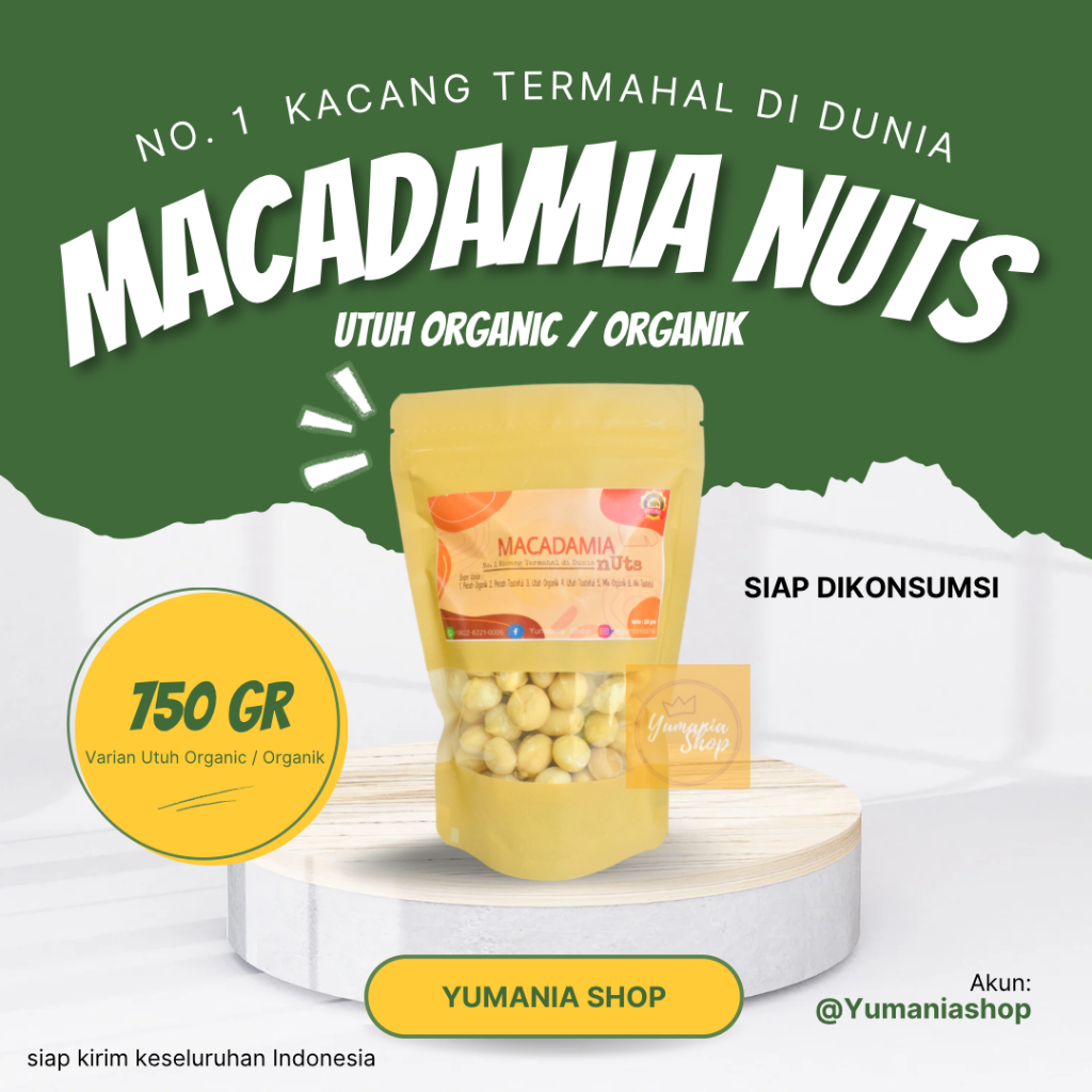 

Kacang Macadamia Utuh Organik 750 gram / Macadamia Nuts / Kacang Australia / kacang makadamia